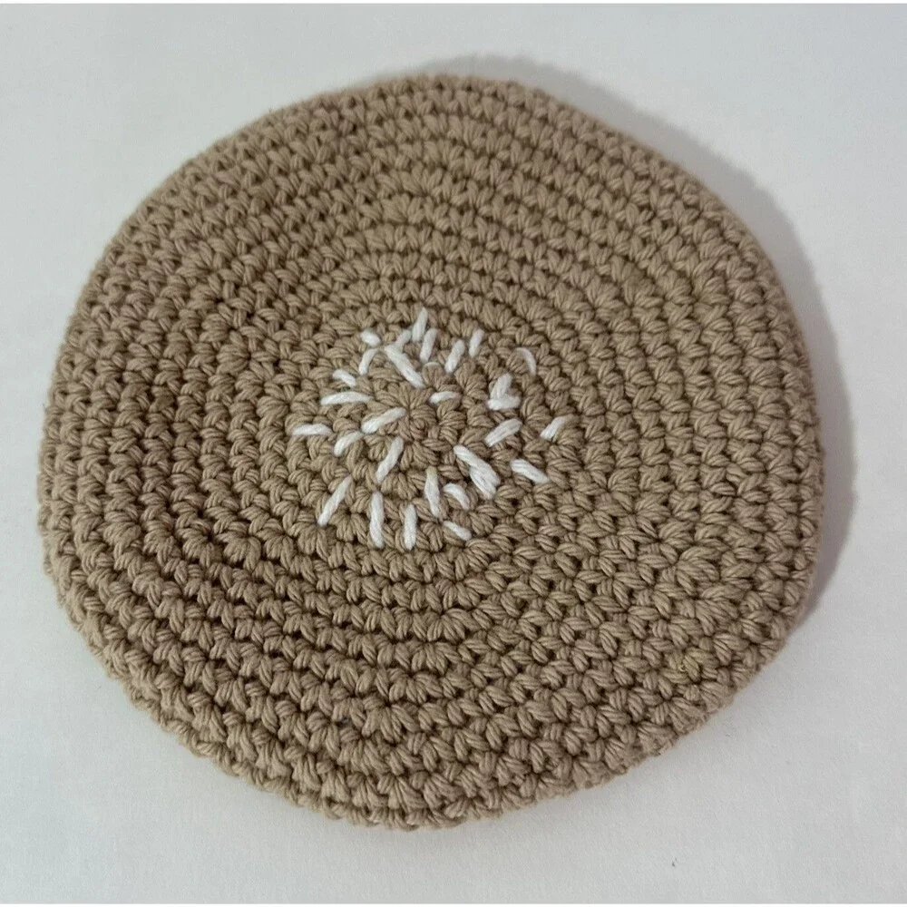Lot of 7 Crochet Trivets that form a bacon cheeseburger, lettuce, tomato, bun